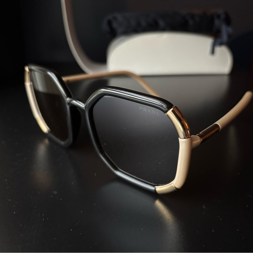 PRADA Black, Cream, Gold Sunglasses PR20SX 02F5S0